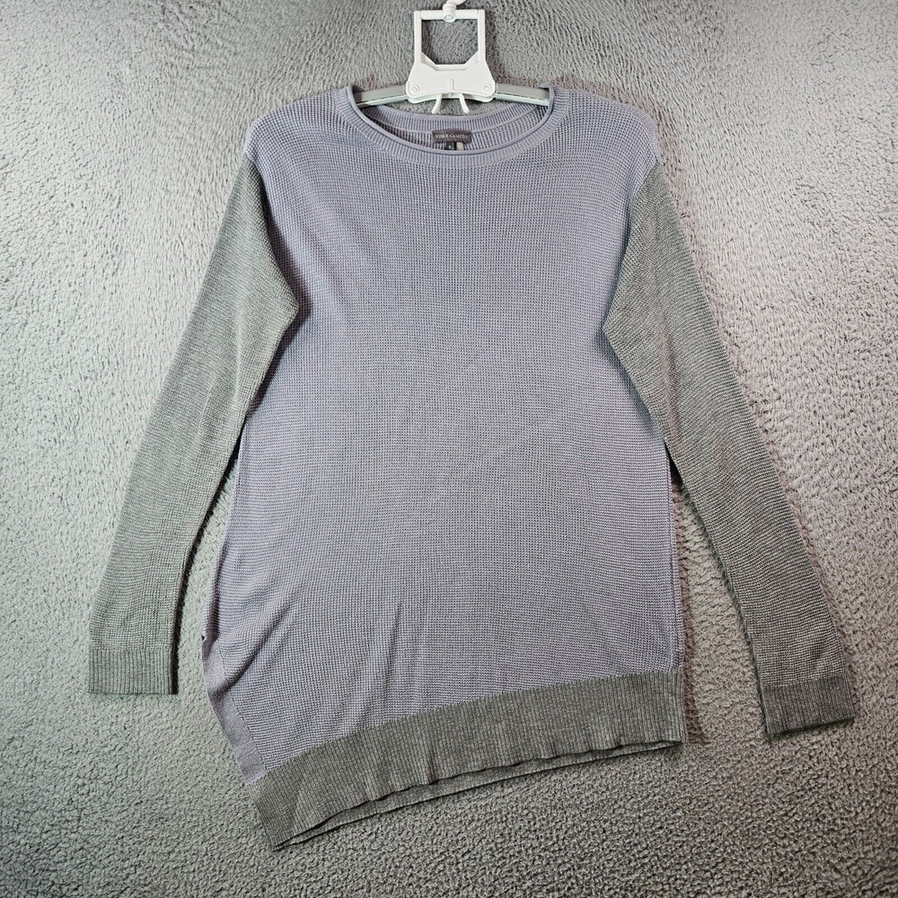 Vince Camuto Lightweight Sweater Women Small Asymmetrical Hem Knit Gray Purple